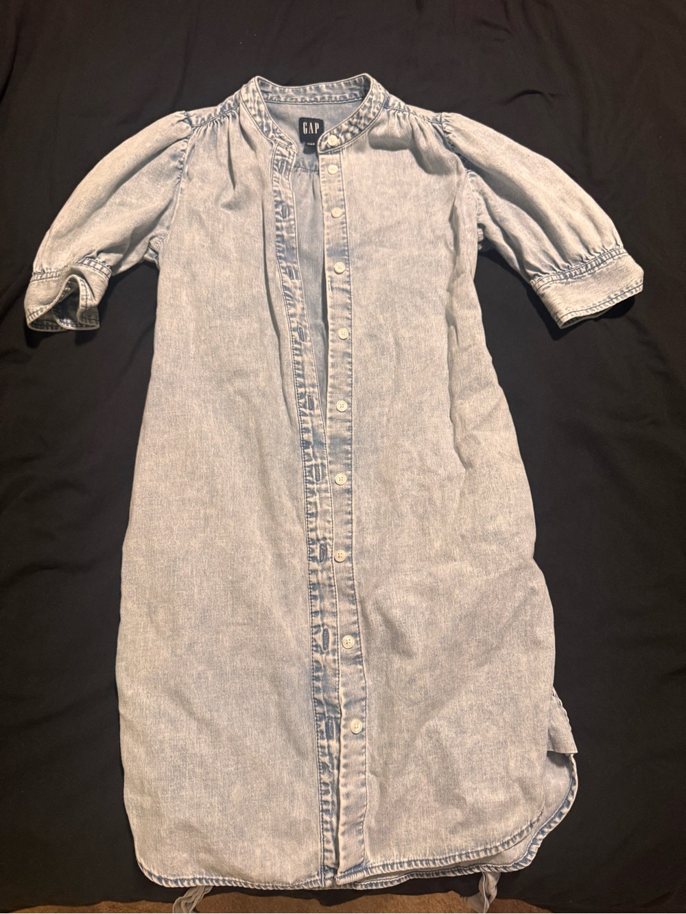 GAP Light Wash Denim Button-Front Midi Dress